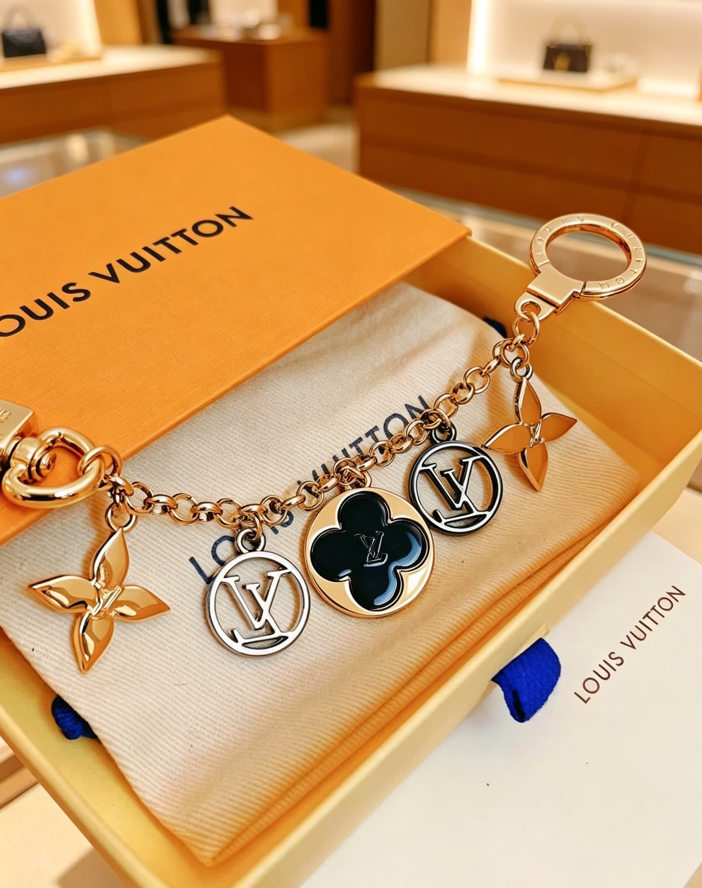 Louis Vuitton Keychain with Monogram Charms